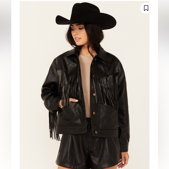 🤠Wrangler Festival Wear Faux Leather Fringe  Over Sized Jacket Medium - Picture 8 of 15